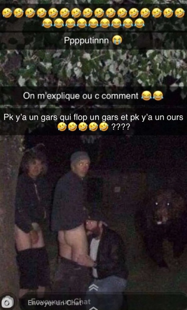 putain on m'explique ou c'est comment pourquoi y'a un gars qui suce un gars et pourquoi y'a un ours