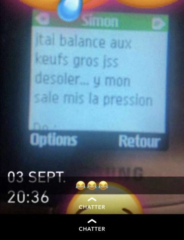 Je t'ai balance aux keufs gros j'suis désolé y m'ont sale mis la pression