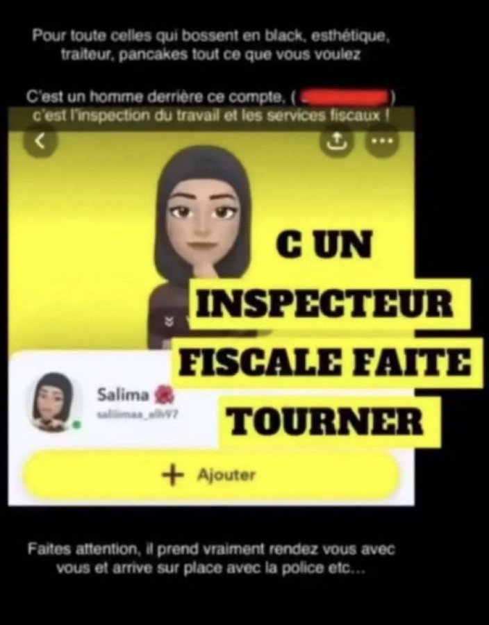 C'est un inspecteur fiscal faites tourner pour toutes celles et ceux qui bossent en black c'est un inspecteur fiscal derrière