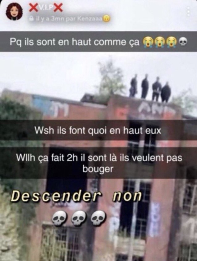 Pourquoi ils sont en haut comme ça, ils font quoi en haut eux, wlh ça fait 2h ils sont là ils veulent pas bouger, descendez non