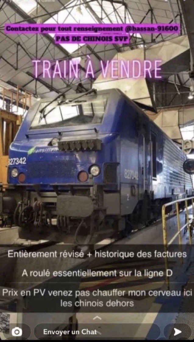 train à vendre entièrement révisé + historique factures, a roulé essentiellement sur la ligne D, prix pv venez pas chauffer mon cerveau ici les chinois dehors