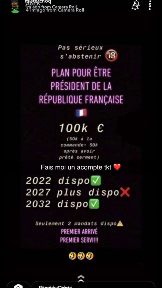 plan pour être président de la république française, pas sérieux s'abstenir, 100k €, seulement 2 mandats dispo